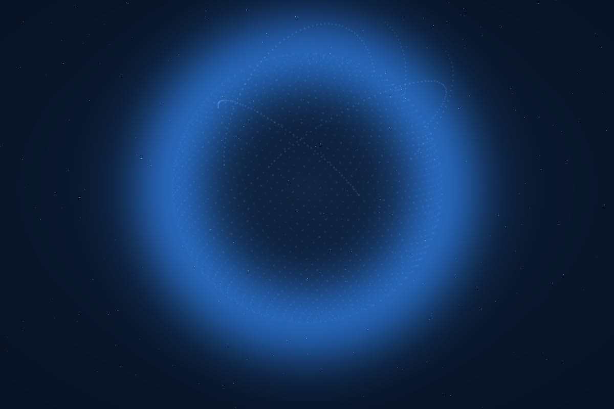 KÜRE 3B glob + ışık arkları — global ağ