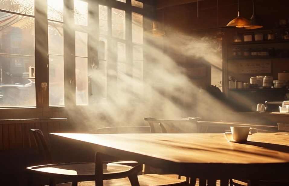 TELVE — açılan cam kapıdan girilen kafe teması